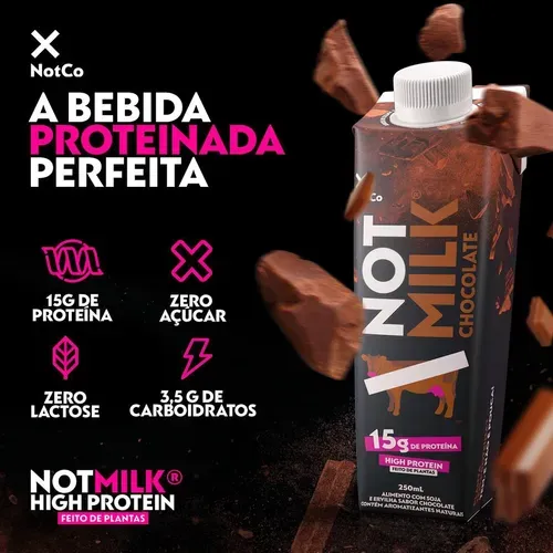 Kit 12x Notco Notmilk High Protein 15g Chocolate 250ml - R$ 4,26 Cada